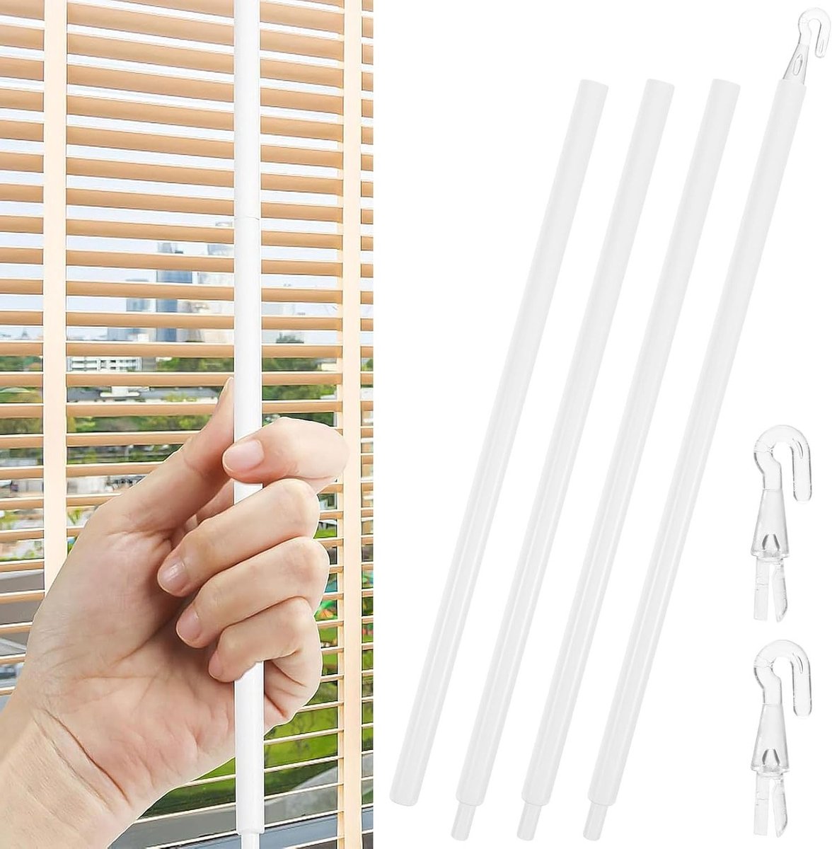 Verticale Jaloezie Wandvervanging met Haak 117cm Gordijn Tie Rod Raamopener Stang Witte Jaloezie Accessoire voor Thuisdecoratie en Raamdecoratie