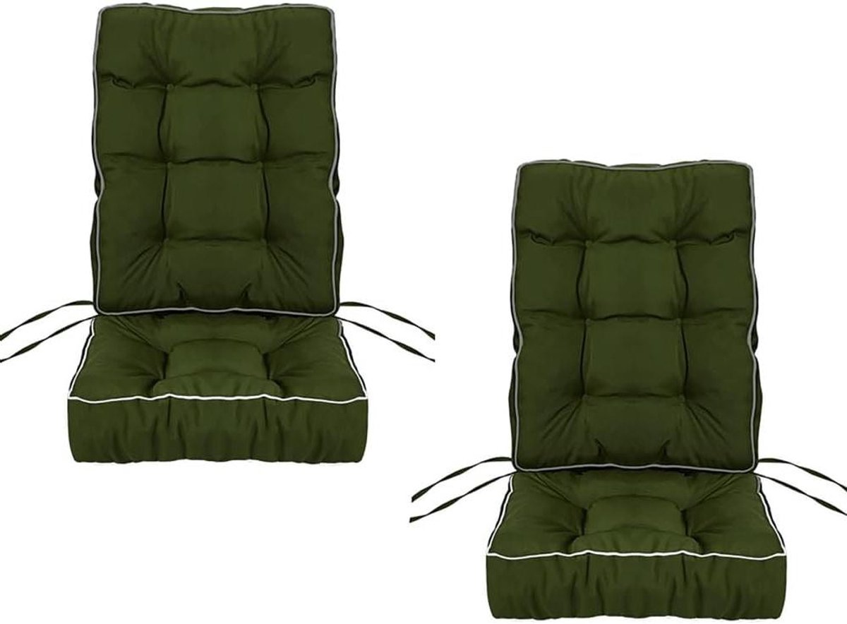 Tuinstoelkussens 2-pack - Buitenstoel Kussens - Comfortabel Zitten - Waterdicht Antislip - 50 x 50 cm - Donkergroen