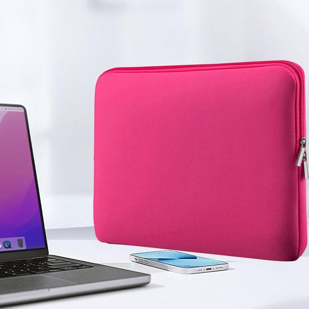 Laptophoes - Notebook tas - Computer bescherming - Schokabsorberend neopreen - 11-15 inch - Roze
