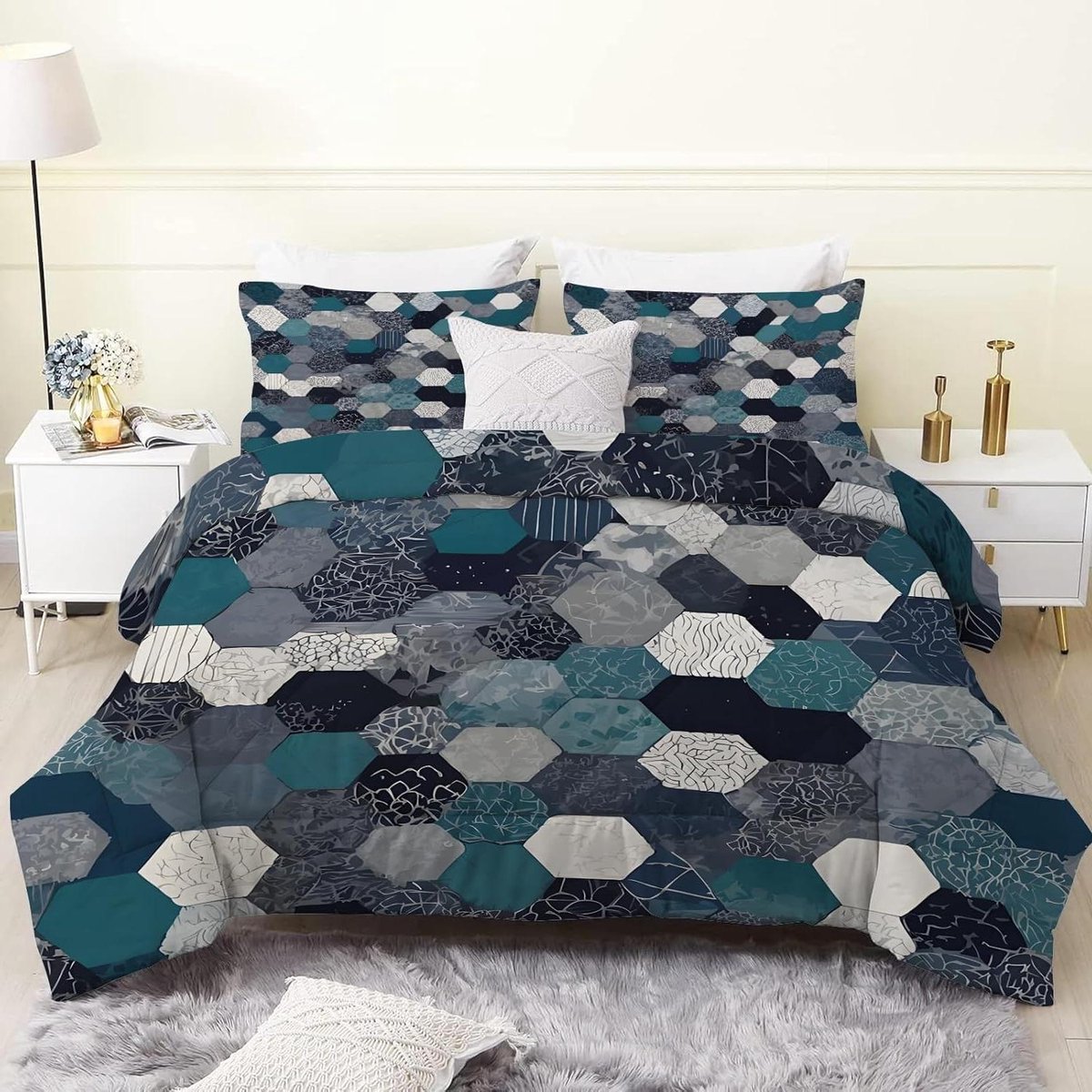 Geometrisch Dekbed - 4-Seizoenen Deken - Comfortabel Slapen - Omkeerbaar Design - 240x220c