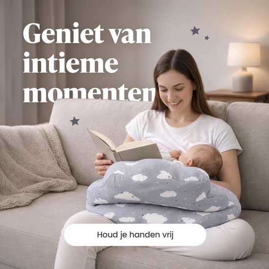 Evite Voedingskussen - Zwangerschapskussen - Met Afneembare Hoes - 3 in 1 - Cloud Grey van Evite — afbeelding 5