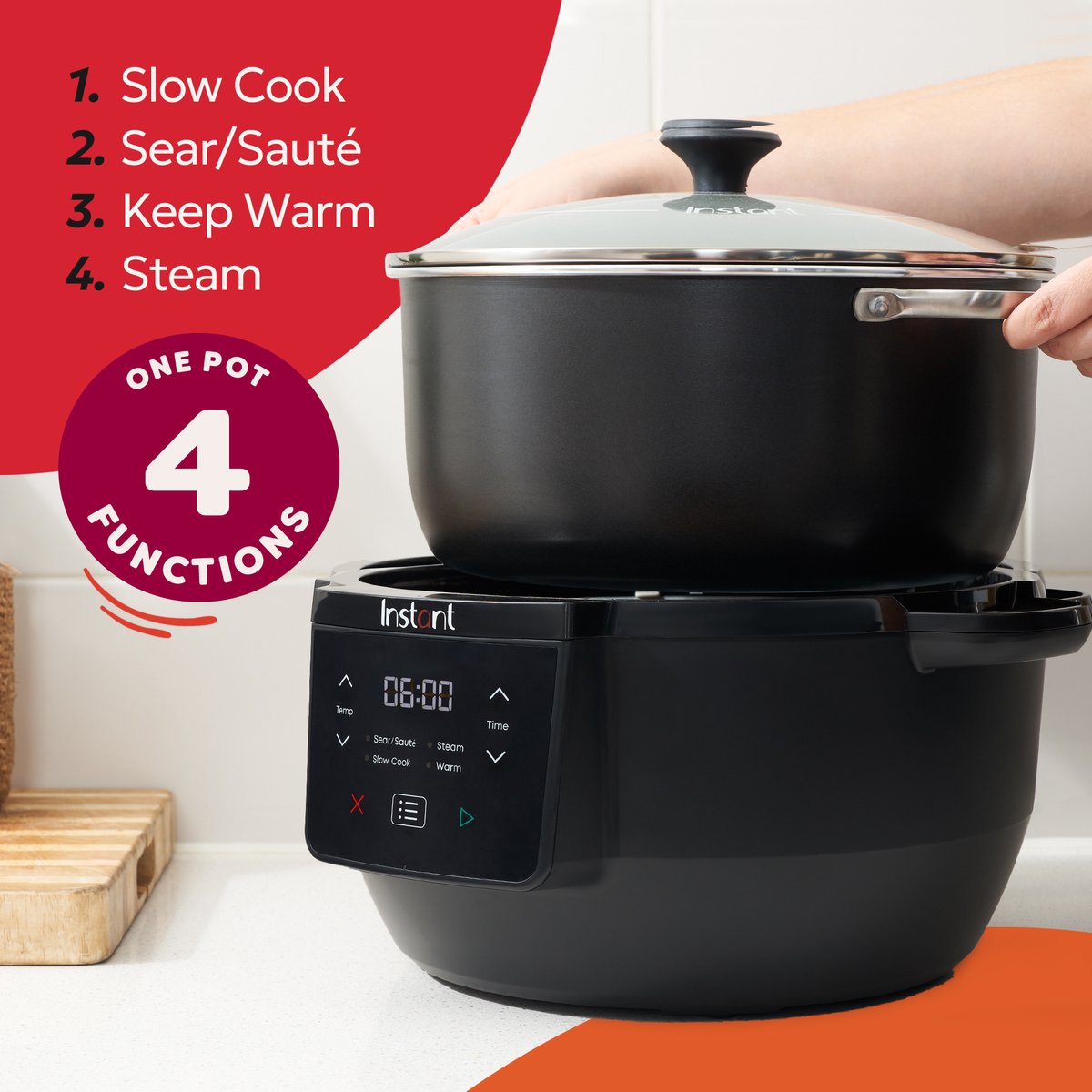 Instant Pot Superior 7,2L Slow Cooker - 4-in-1 Slowcooker - Sauteren - Stomen - Warmhouden - Tot 10 Porties - One-Pot Koken – foto 6