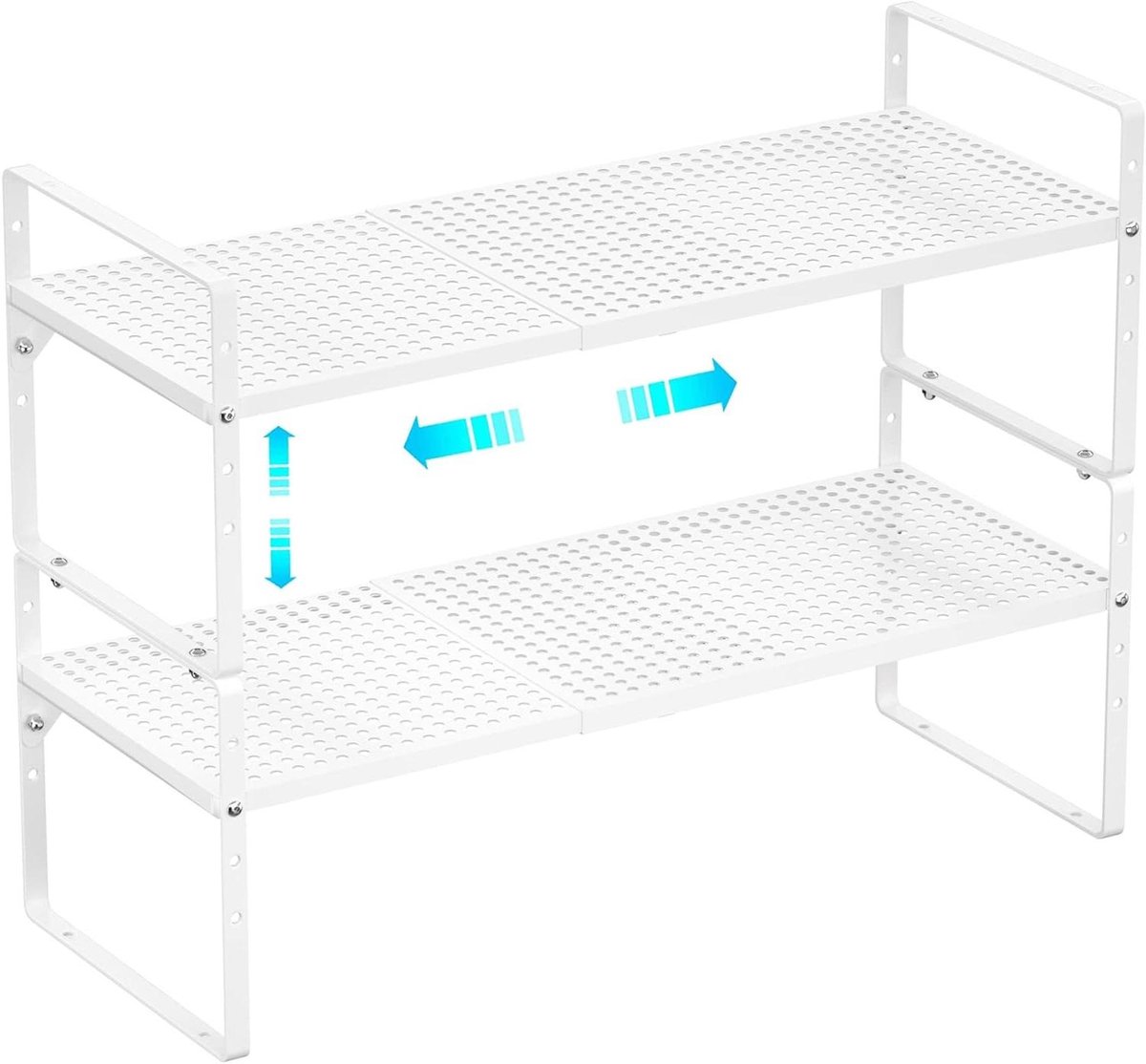 Opbergplank Kast - Keuken Organizer - Ruimte Creëren - Verstelbaar en Stapelbaar - 2 stuks - Wit