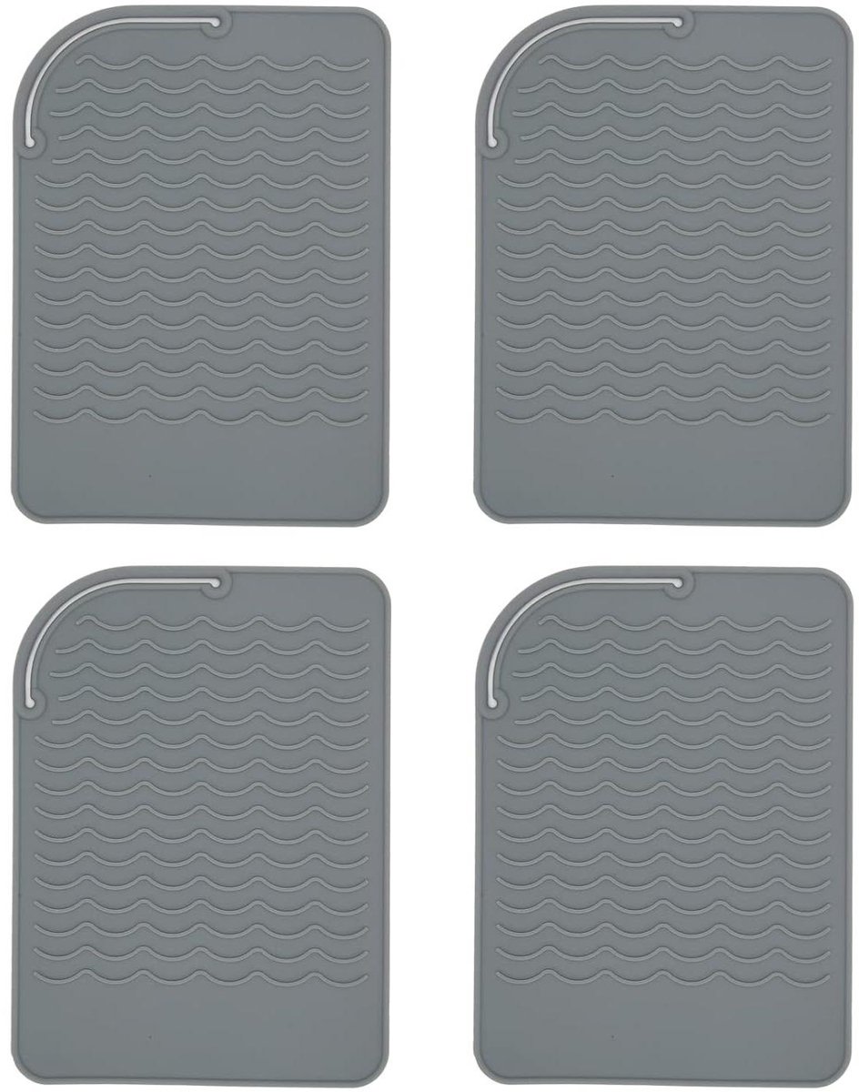 Hittebestendige Matten - Siliconen Stylingpads - Haarstyling Beschermen - Antislip Oppervlak - 4 stuks - Grijs