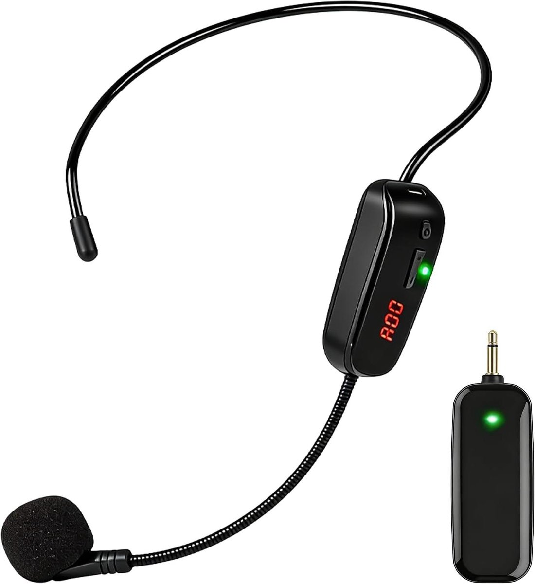 Draadloze Microfoon Headset - UHF Hoofdband - Spraak Versterken - 50 Meter Bereik - 50 Kanalen - Zwart
