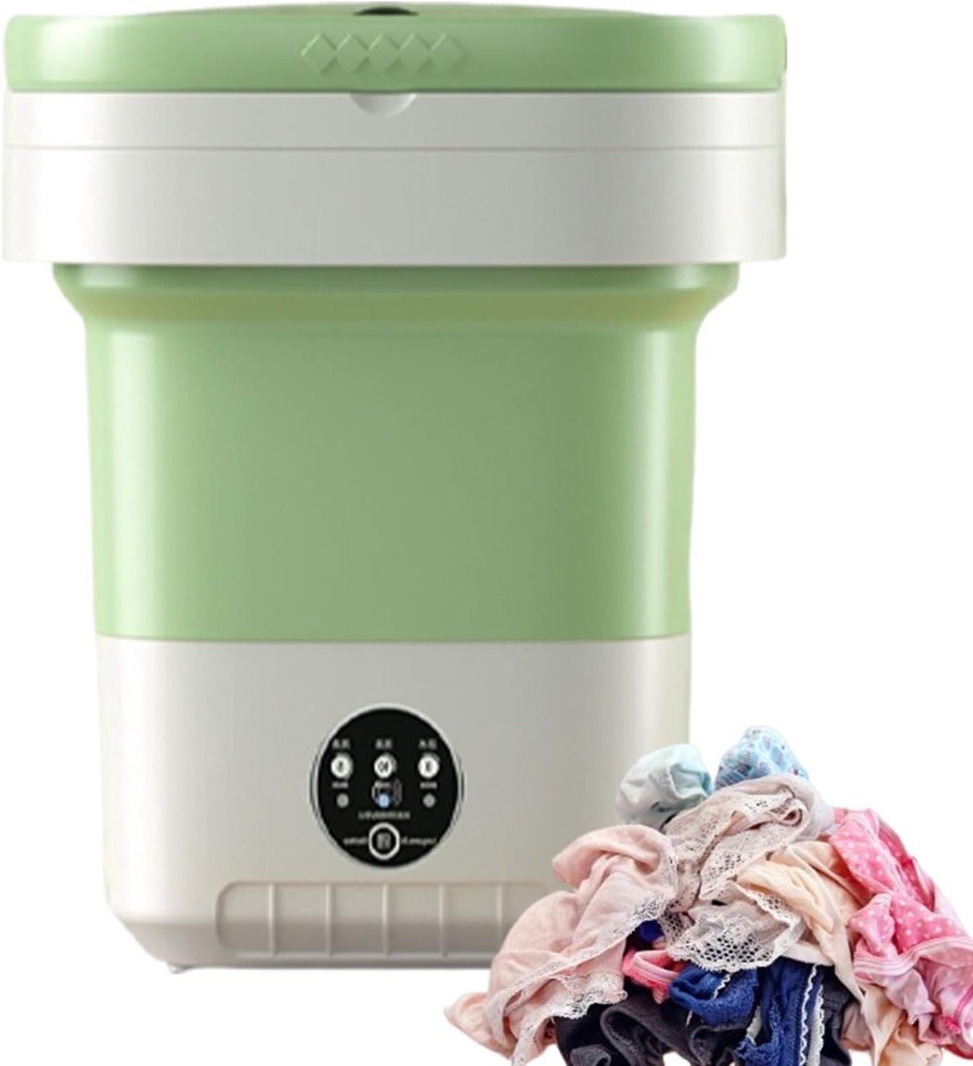 Draagbare Was Unit Mini Wasmachine Opvouwbaar Lichte Kleding Wassen Ultrasone Turbine Ontsmetting 12l Groen