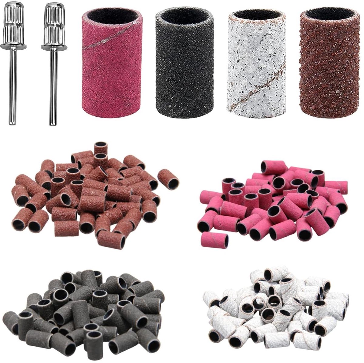Nagelschuurmachine Opzetstukken - Emeri Bits - Nagelverzorging Thuis - Diamant Schuurmiddelen - 200 Stuks - Zilver