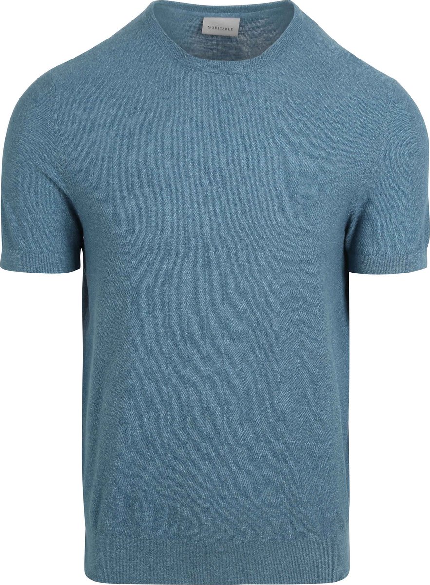 Suitable Piqué T-shirt Linnen Blauw - Maat M - Heren - Casual T-shirts