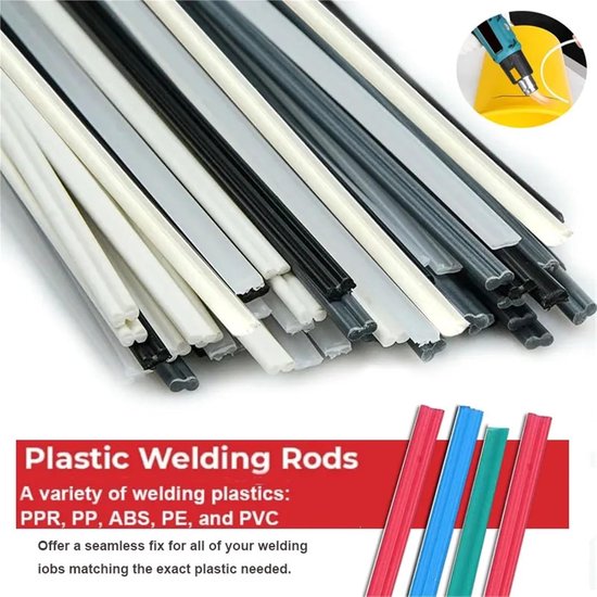 Plastic Lasstaven Set - Reparatiestokken Lassen - Kunststof Repareren - Zuur Alkali Bestendig - 100 Stuks - Wit — afbeelding 2