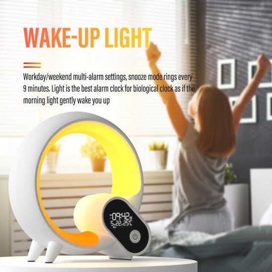 Sfeerlamp Wekker - Nachtlamp Speaker - Ontspannen Wakker Worden - Instelbare Kleuren - 90 Lampjes - Groen — afbeelding 4