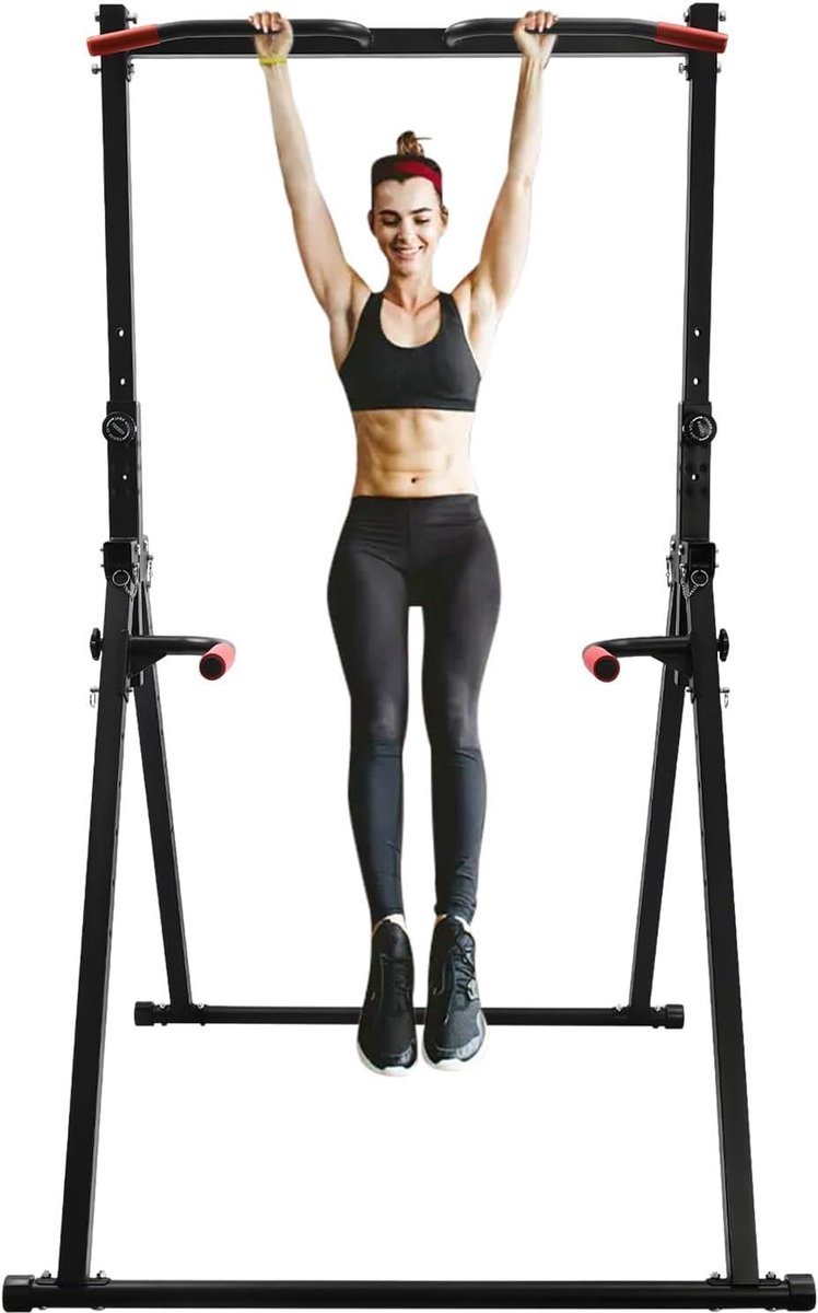 Krachtstation - Fitnessrek - Thuistraining - Verstelbare Hoogte - 200 kg Draagvermogen - Zwart