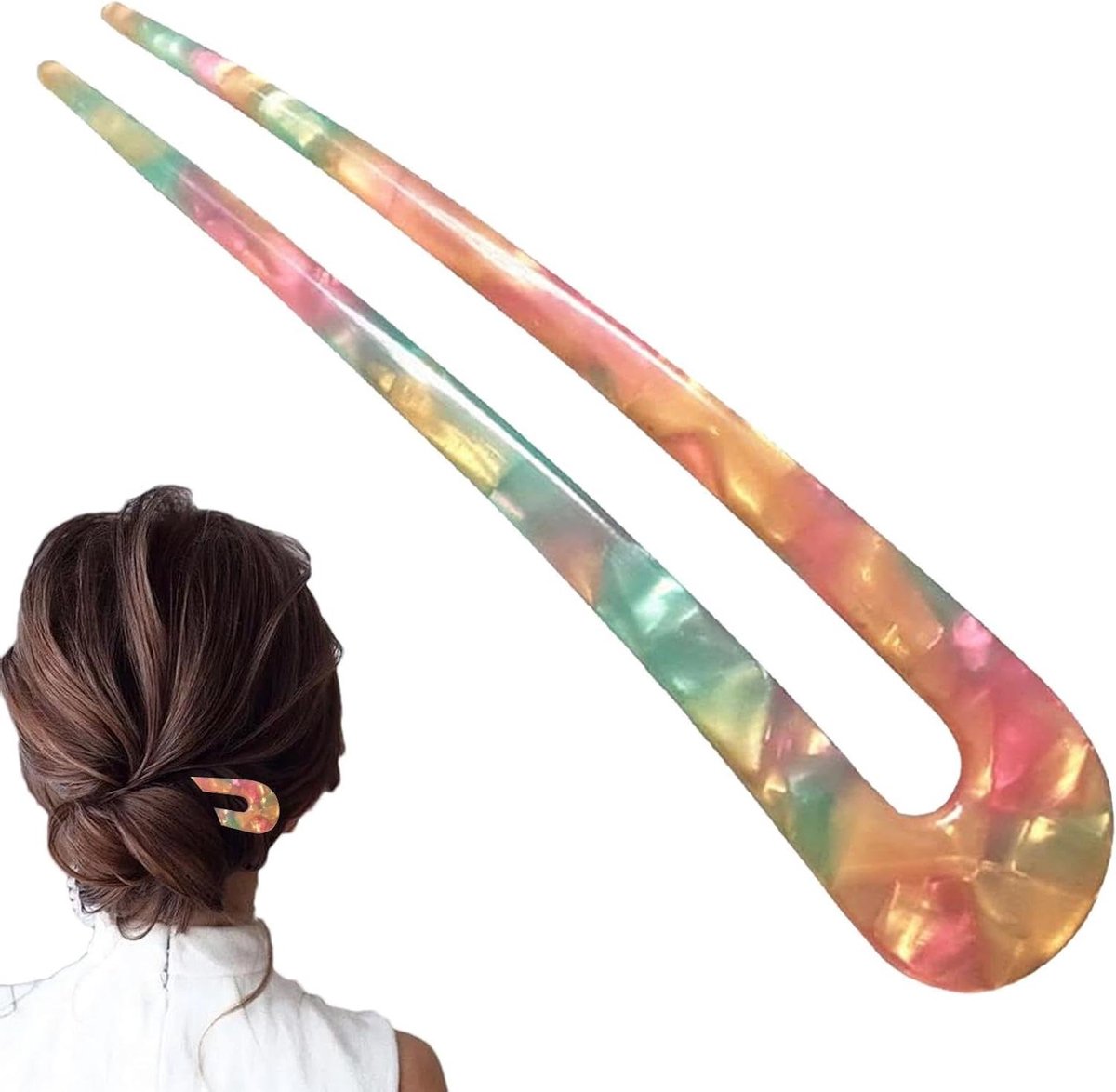 Franse Haarvorken - U-vorm Spelden - Kapsel Maken - Extra Lange Clips - 11.7 cm - Tortoise