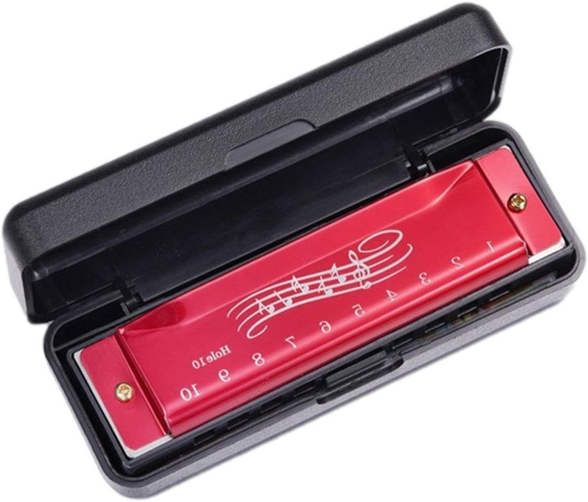 Mondharmonica Kinderen - Muziek Speelgoed - Muzikaal Leren - 10 Gaten 20 Tonen - Compact Formaat - Blauw