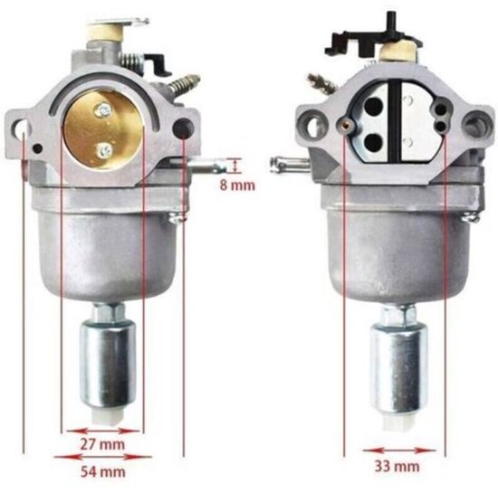 Geschikt voor Nikki-carburateurs van de modellen 698944, 595210, 792036, 793371, 696353 en 794459, compatibel met 17 pk, 18 pk, 19 pk, 20 pk en 21 pk motoren, evenals Briggs & Stratton motoren. van geschikt-voor — afbeelding 2