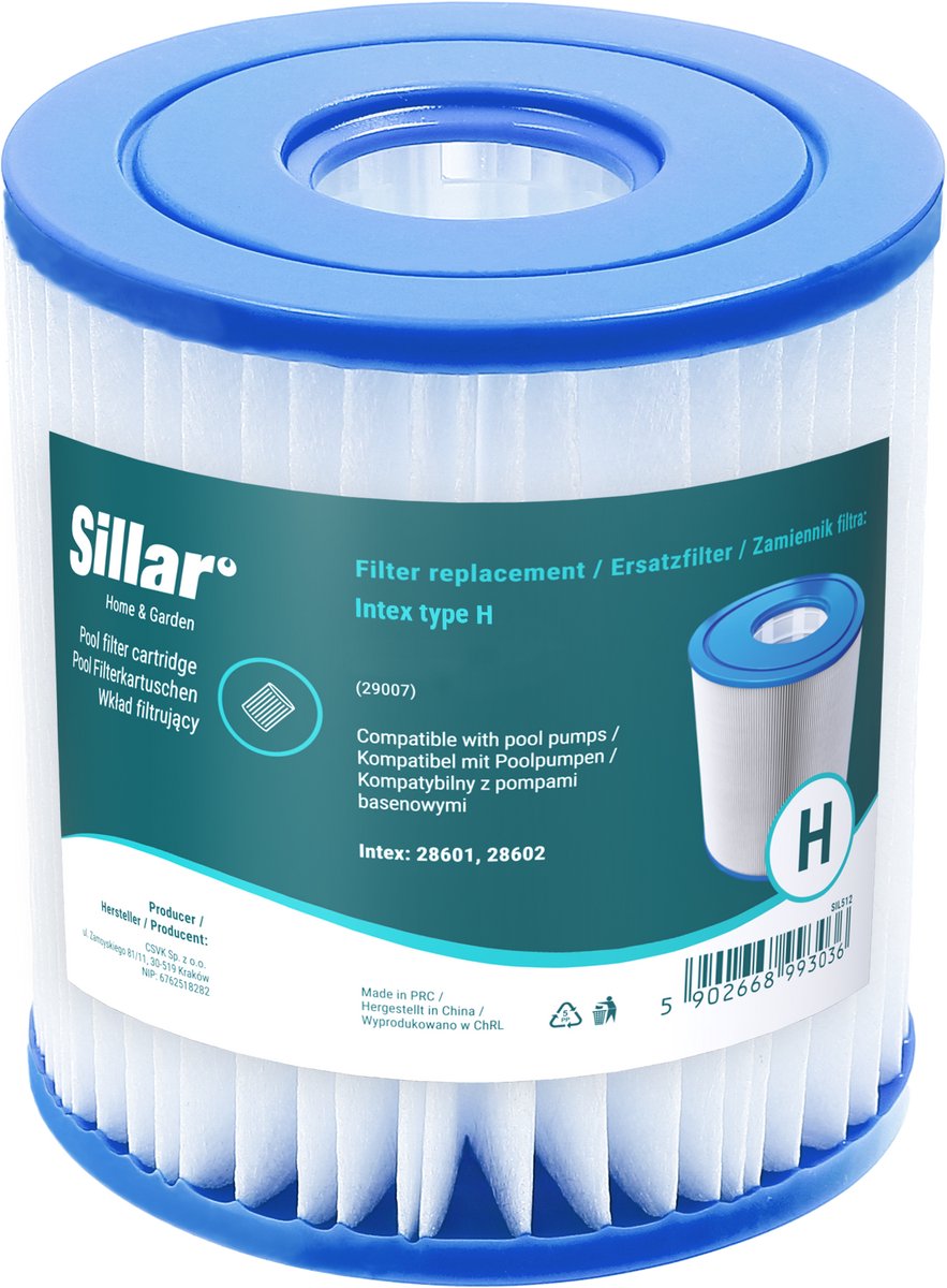 Sillar 6x Zwembadfilters voor zwembadpompen - filtercartridges - voor filterpomp Intex 28601 28602 - vervanging voor Intex TYPE H 29007 - 3 stuks – foto 2