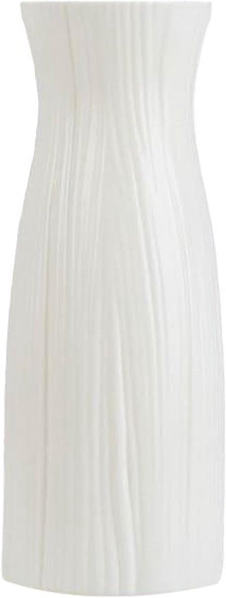 Moderne Minimalistische Schokbestendige Witte Plastic Vaasje - Bloemenvaas voor Tafeldecoraties, Makkelijk Schoon te Maken, 3.5 x 9 inch, Perfect voor Huiskamer en Bruiloften