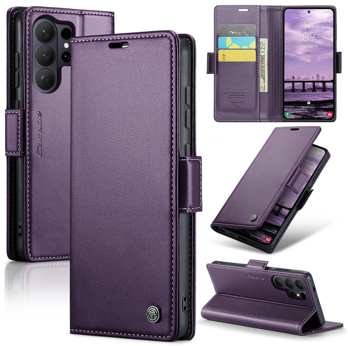 CaseMe Wallet Case met RFID Bescherming en Magneetsluiting voor Galaxy S26 Ultra _ Paars