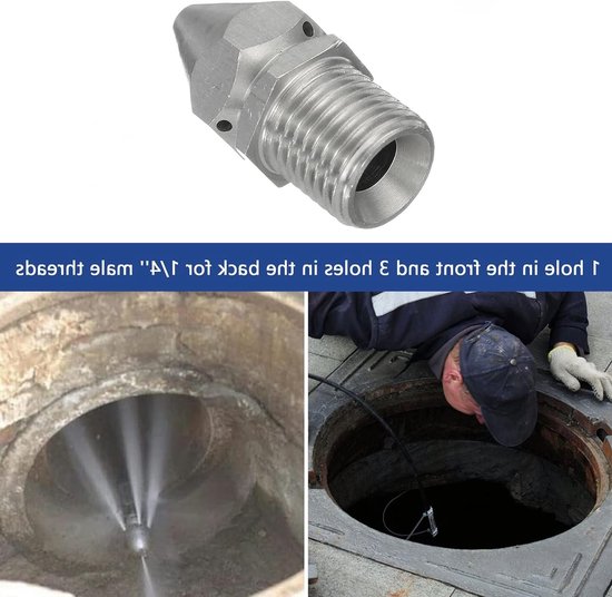 Roestvrijstalen rioolspuitmond - 1/4" buitendraad, voor toilet, riool, slangen, zilver van Merkloos	 — afbeelding 4