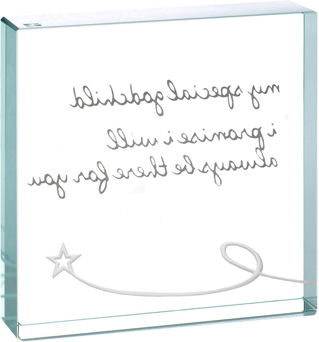 Papiergewicht - Decoratief blok - Bureau decoratie - Gegraveerd sentiment - 75 x 75 x 19 mm - Zilver