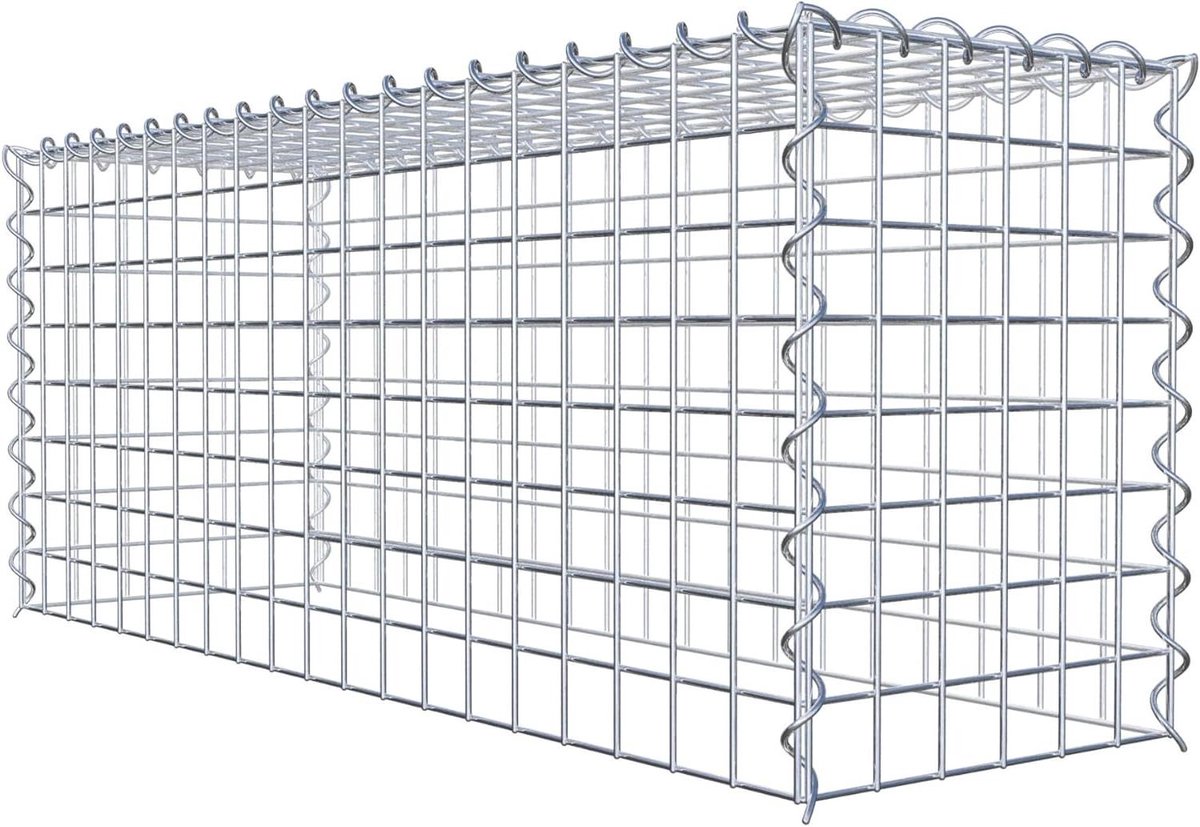 Steenmand Schanskorf - Draadmanden Tuindecoratie - Tuin Aankleden - Zink-aluminium Coating - 5x5cm Maaswijdte - Zilverkleurig