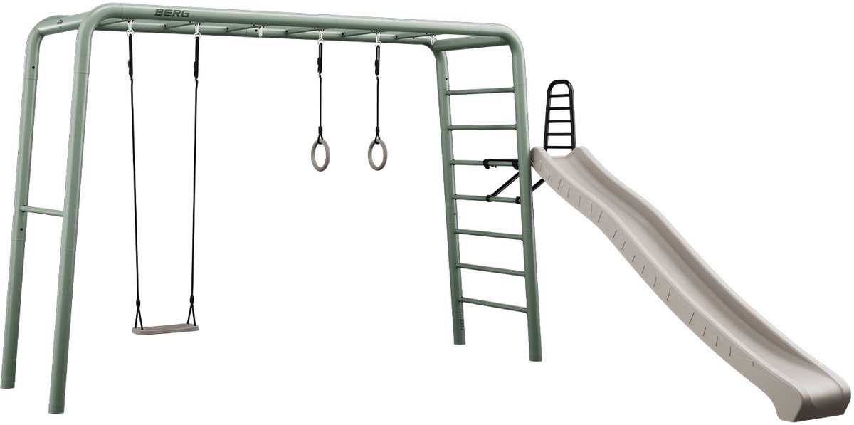 PlayBase Large Green + Play Set, met schommel, turnringen en glijbaan