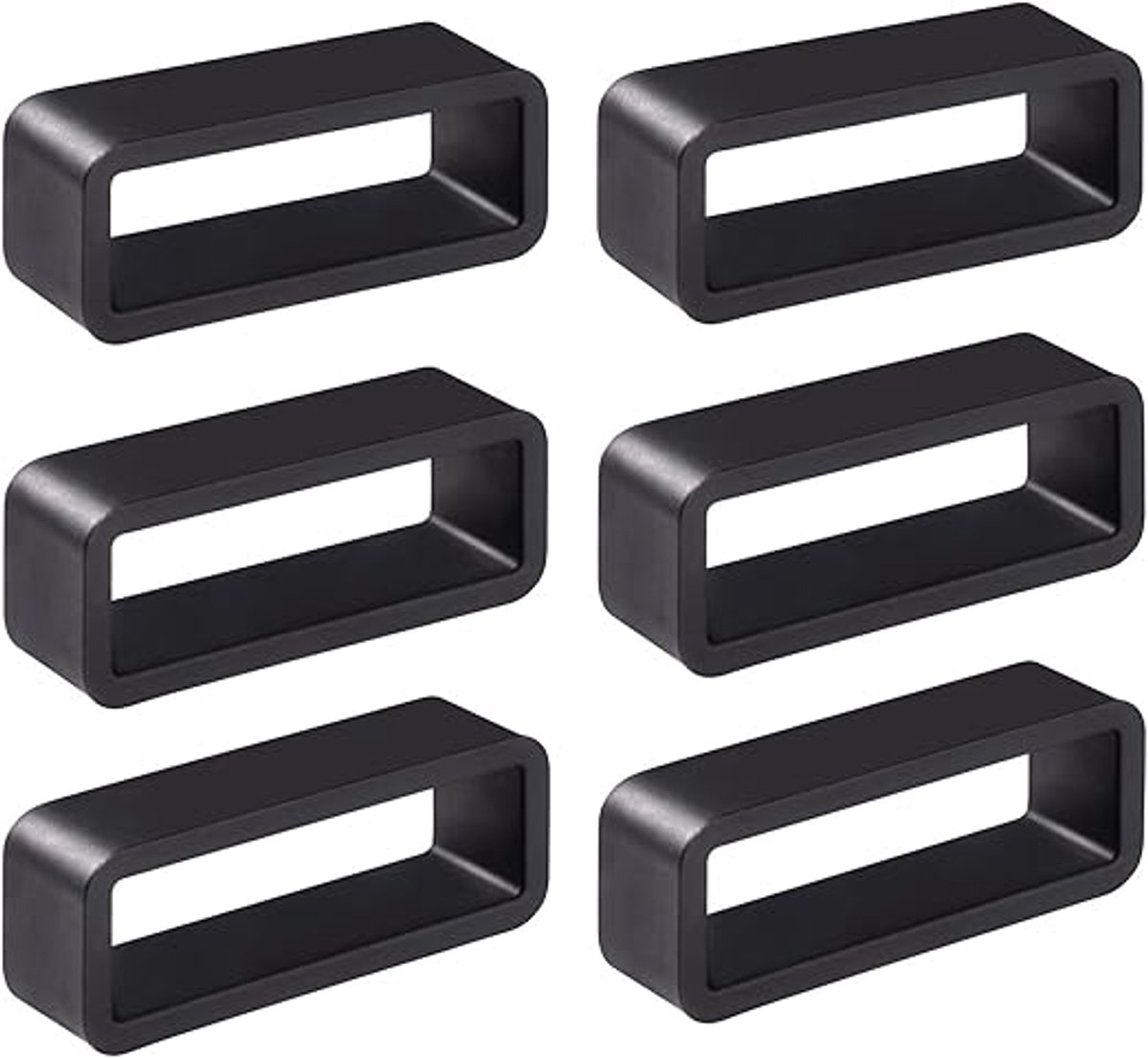 Bevestigingsring voor horlogebandje - Lusje voor horlogebandje - Gesp voor horlogebandje - Siliconen gesp - Horlogeaccessoires - Horlogegesp - Horlogerand - Geschikt voor smartwatches, smartwatches en andere soorten horloges - 18 mm - Zwart - 6-pack