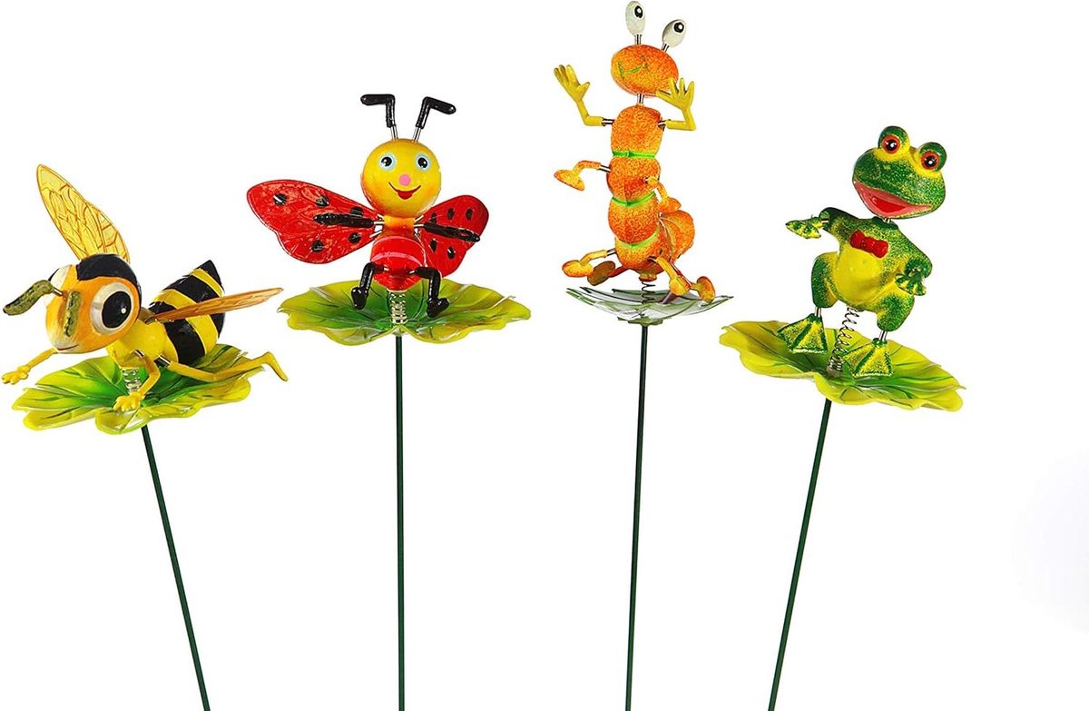 Bloemstekers Dieren - Tuinstekers Decoratie - Bloemen Versieren - Set van 4 - 60 cm - Multicolor