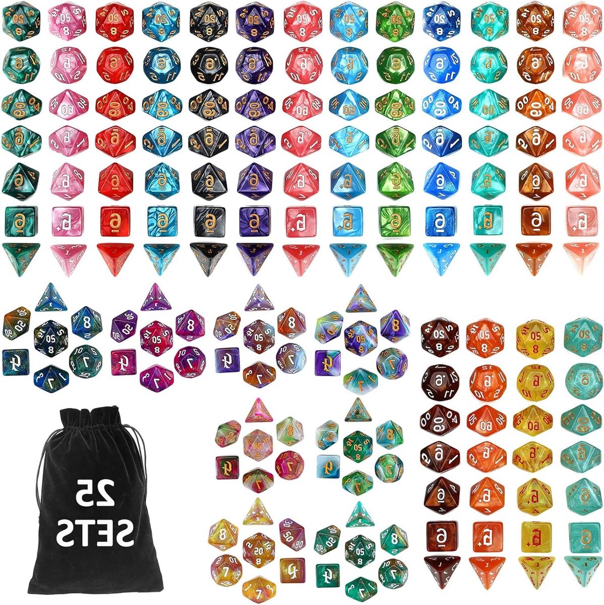 Dobbelstenen set - RPG dobbelstenen - Spel avonturen - 175 stuks - Standaard - Veelkleurig