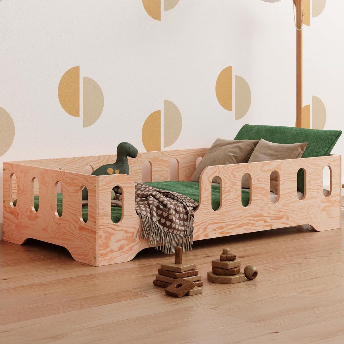 Kinderbed Hout - Peuterbed Montessori - Veilig Slapen - FSC Gecertificeerd - 100x200 cm - Naturel