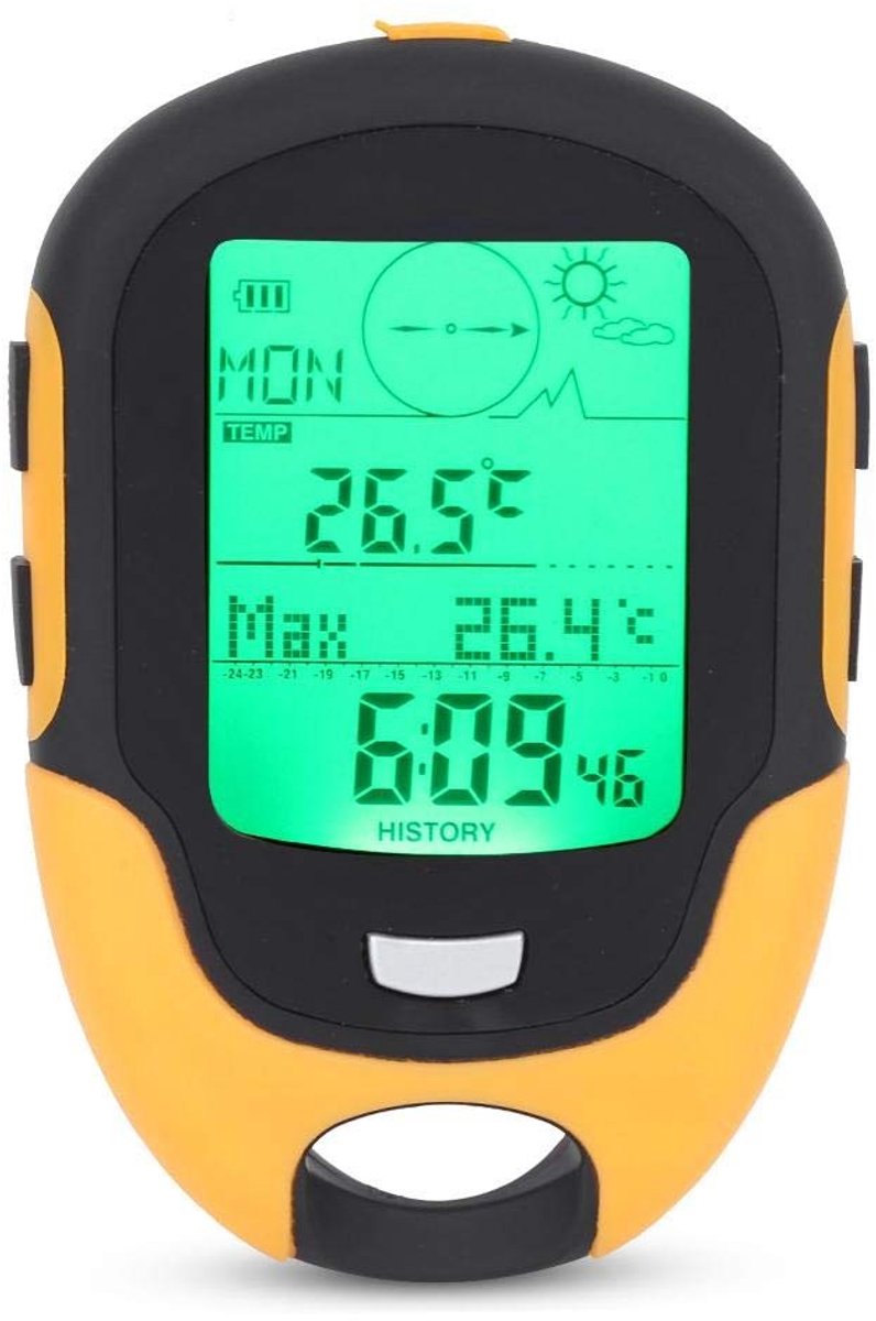 JHUBERS - Multifunctionele hoogtemeter - Barometer en thermometer - Ergonomisch ontwerp - Digitale display - Geschikt voor outdoor activiteiten - I...
