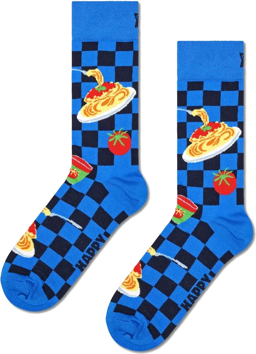 Happy Socks Dinner Sock - unisex sokken - blauw - Unisex - Maat: 36 - 40