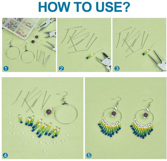 Allecto - PandaHall 720-delige RVS Head Pins Set voor Sieraden Maken - 4 Maten, Open Eye, Ball Head en Flat Head Pins — afbeelding 2