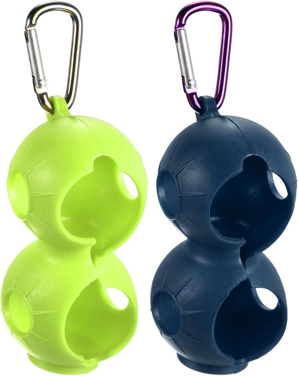 Golfbal Houder - Ballen Carrier - Golfen Onderweg - Flexibel Siliconen Materiaal - 2 Ballen - Groen Blauw