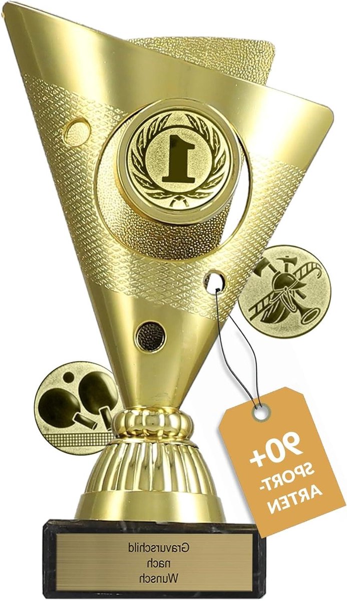 Trofee met Gravure - Onderscheiding Beker - Sportevenementen Prijs - Gepersonaliseerde Tekst - 155 cm - Goud