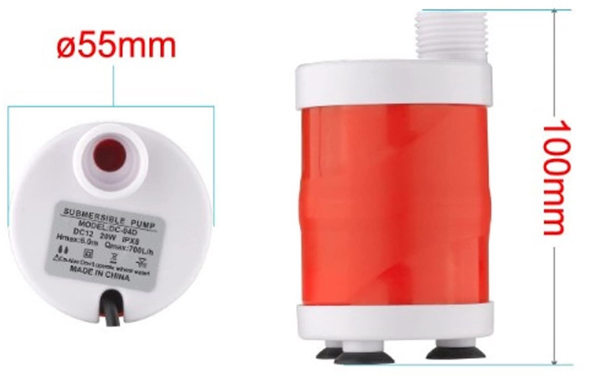 Allecto - Dompelpomp - 12V 20W - Geruisloze Utility Pomp - 700L per uur - Voor Aquarium en Tuin - Ideaal voor Watering en Camping – foto 3
