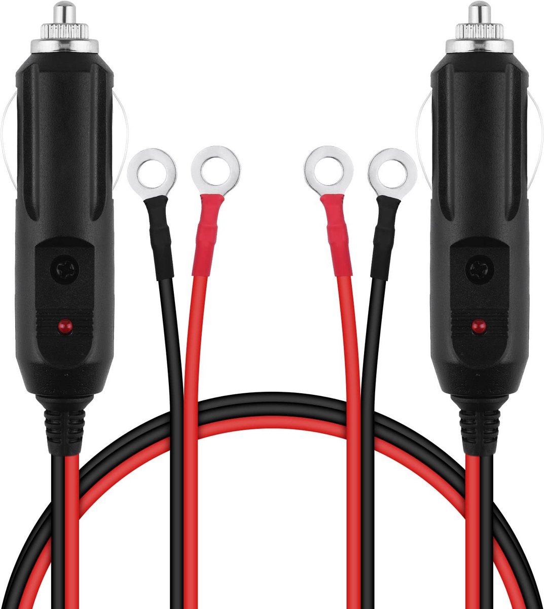Allecto - Sigarettenaansteker Auto - 12V-24V Adapter - LED-Licht - O-ring Aansluiting - Geschikt voor Luchtpomp - 2 Stuks