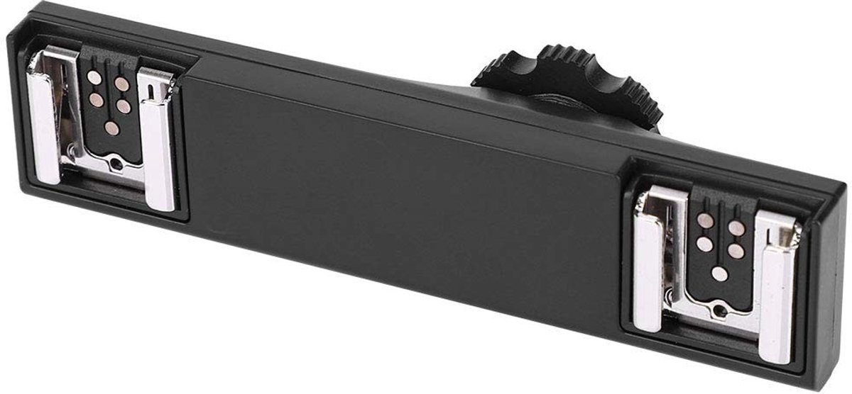 Allecto - Dubbele Flitsschoensplitter - Camera Flitsmontage - Ideaal voor professionele fotografie - Zwart - Speedlite Flitsbeugel - Voor Canon - V...