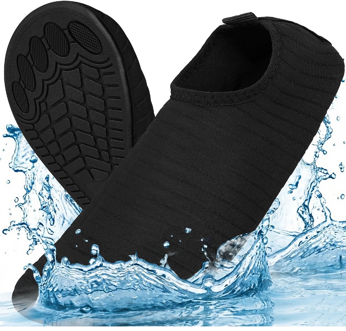 Trizand Zwarte waterschoenen maat 38 voor strand, zwembad en watersport met antislip TPE zool, flexibele pasvorm en laag gewicht