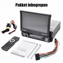 Pakket inbegrepen: autoradio met scherm, achteruitrijcamera, afstandsbediening, handleiding en kabels.