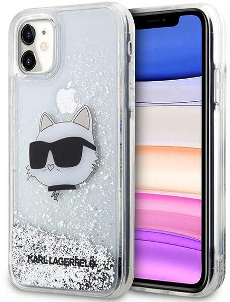 Karl - Lagerfeld - KLHCN61LNCHCS hoesje voor iPhone 11/ XR - zilver Glitter Choupette Head