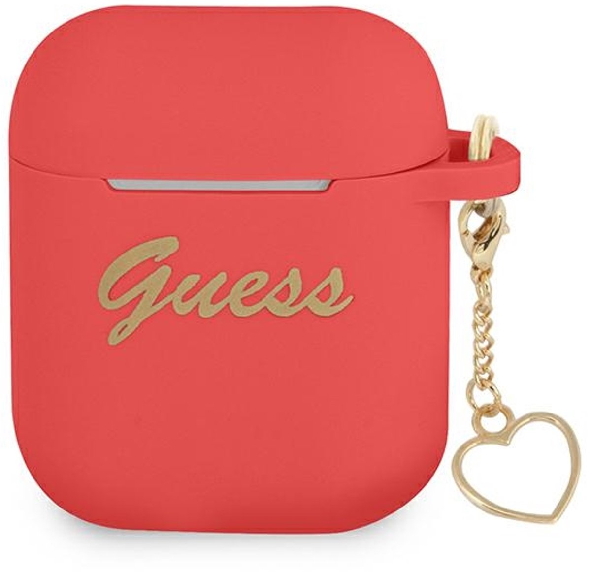 Guess Heart Silicone Case - Geschikt voor Apple Airpods 1 & 2 - Groen