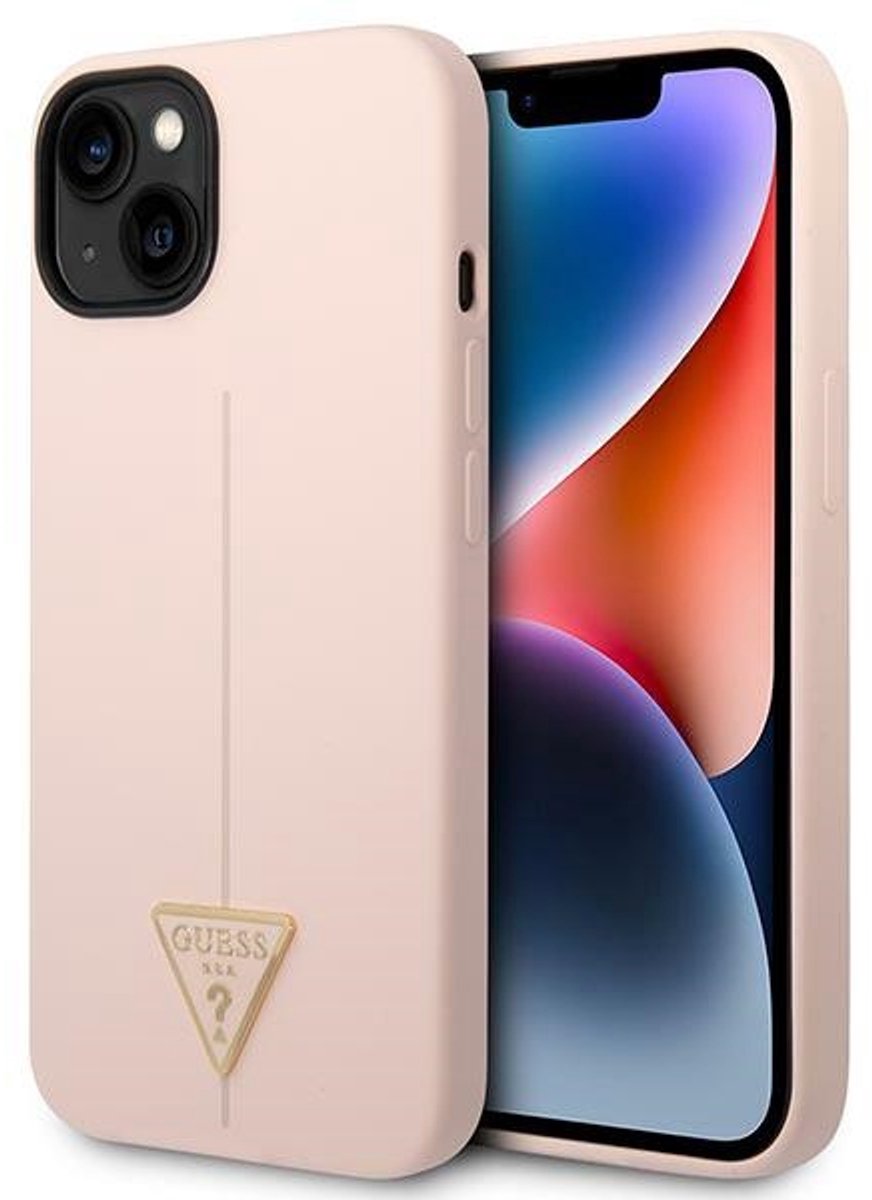 Guess - GUHCP14MSLTGP - iPhone - 14 - Plus - 6.7 - roze/roze - hardcase - siliconen - driehoek