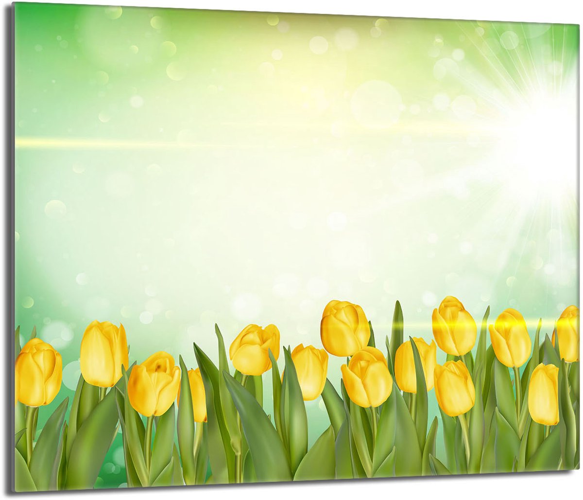 TMK ArtDeko - Glazen Beschermplaat - 60x52 cm - Tulpen - Veelkleurig