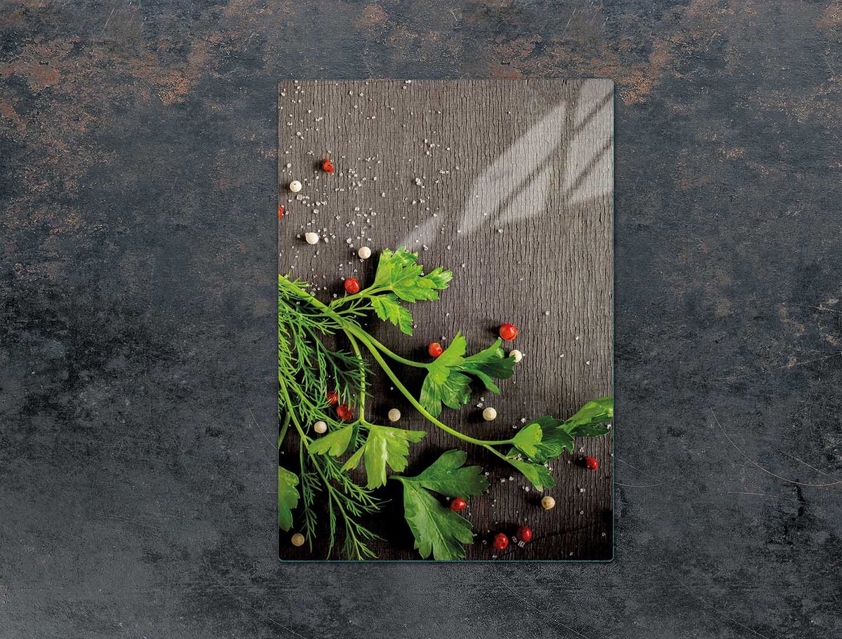TMK ArtDeko - Snijplank Glas - 35x52 cm - Woondecoratie - Beschermplaat - Pepermotief