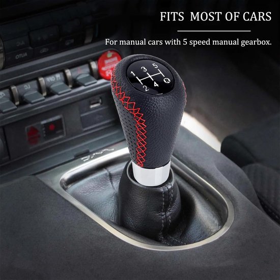 Versnellingspookknop Auto - Schakelknop Handmatig - Comfortabel Rijden - Universele Pasvorm - 5 Versnellingen - Rood — afbeelding 4