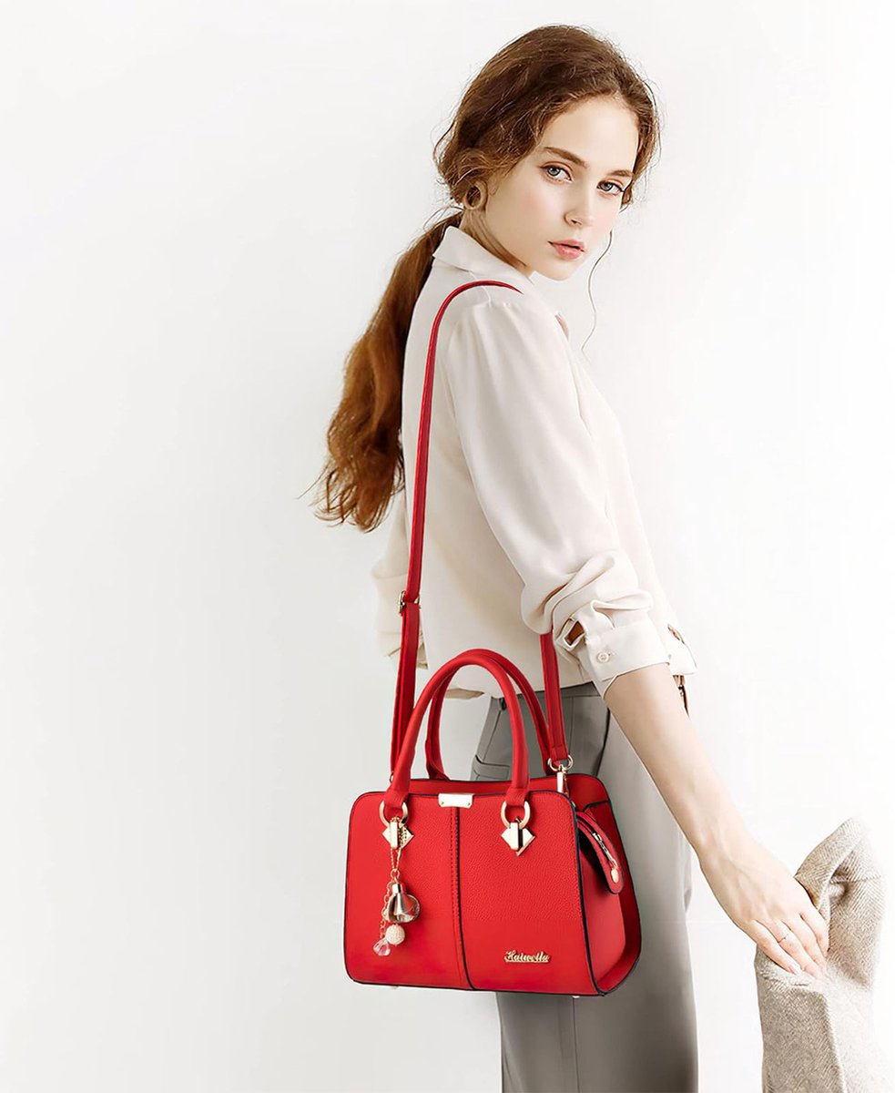 FloraGrace Handtassen - Dames Schoudertas Handtas Dames Crossbody Tas Dames Modieuze Tas Met Veelvakken En Afneembare Schouderriem Voor Dagelijks Gebruik, PU, Rood