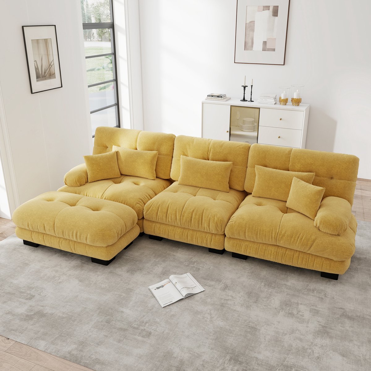 MODFU Modulaire Hoekbank - Diepe Zitting - Verplaatsbare Ottomans - Modern - Woonkamer - C