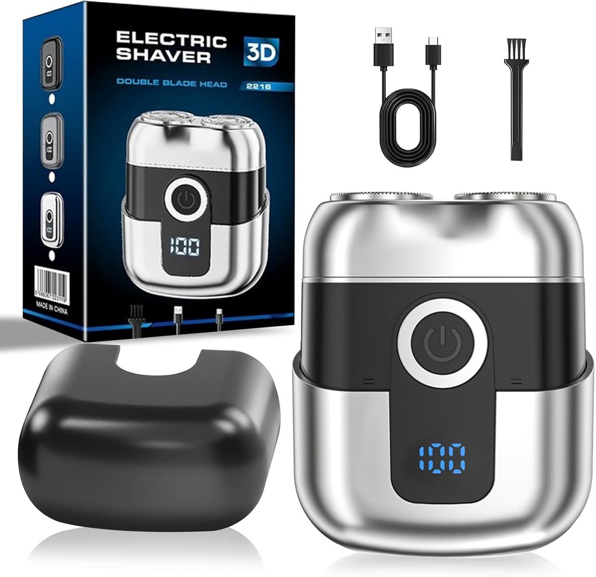 Elektrische Foil Scheerapparaat voor Heren - Mini Scheerapparaat - Baardtrimmer met Opklapbare Trimmer - USB-C Snel Oplaadbaar - Lichtgewicht Handzaam Ontwerp voor Reizen & Thuis - Zwart - 1 Stuk