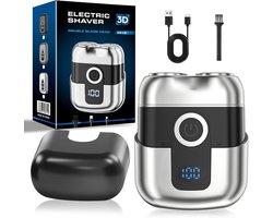Elektrische Foil Scheerapparaat voor Heren – Mini Scheerapparaat – Baardtrimmer met Opklapbare Trimmer – USB-C Snel Oplaadbaar – Lichtgewicht Handzaam Ontwerp voor Reizen & Thuis – Zwart – 1 Stuk