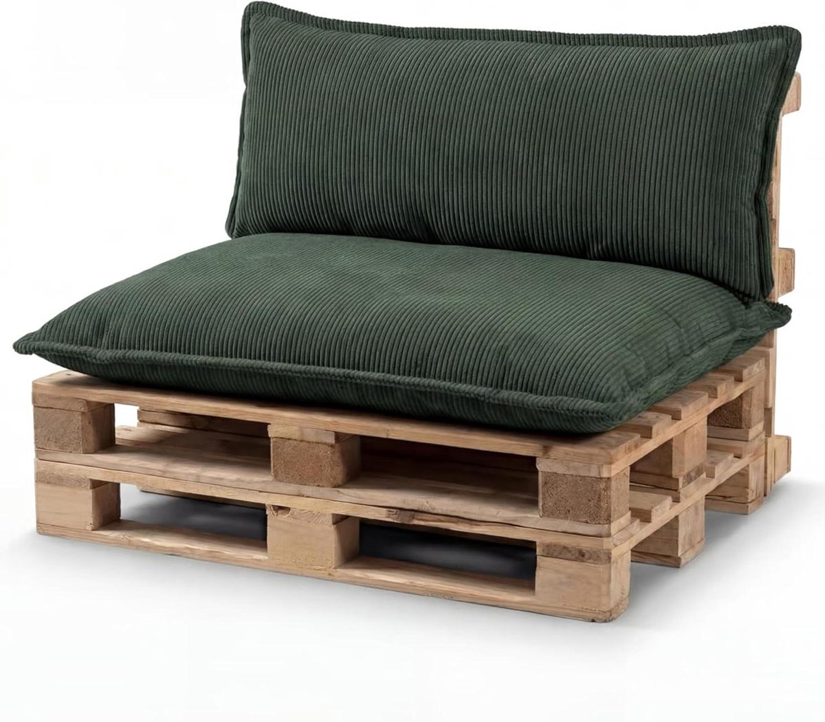 Palletkussens Set - Zitkussen Europallet - Buiten Ontspannen - Glad Oppervlak Bies - 70x40 cm - Groen